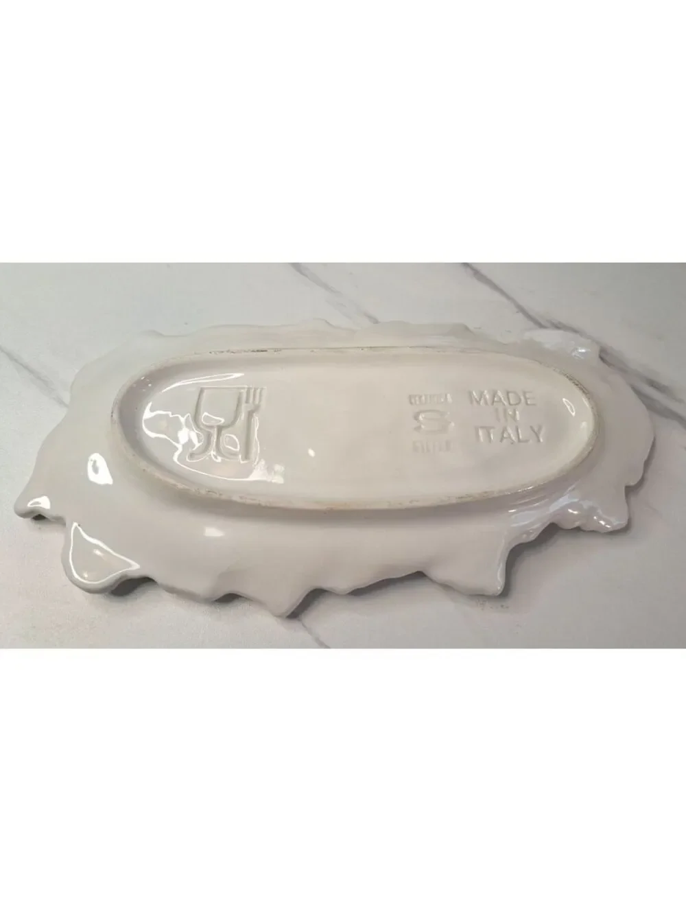 Vintage Ceramica Stefani Italian Majolica Glazed Grape Leaf Serving Tray 9